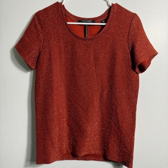 Scotch & Soda Maison Red Stargazer Lurex Top - Picture 2 of 6